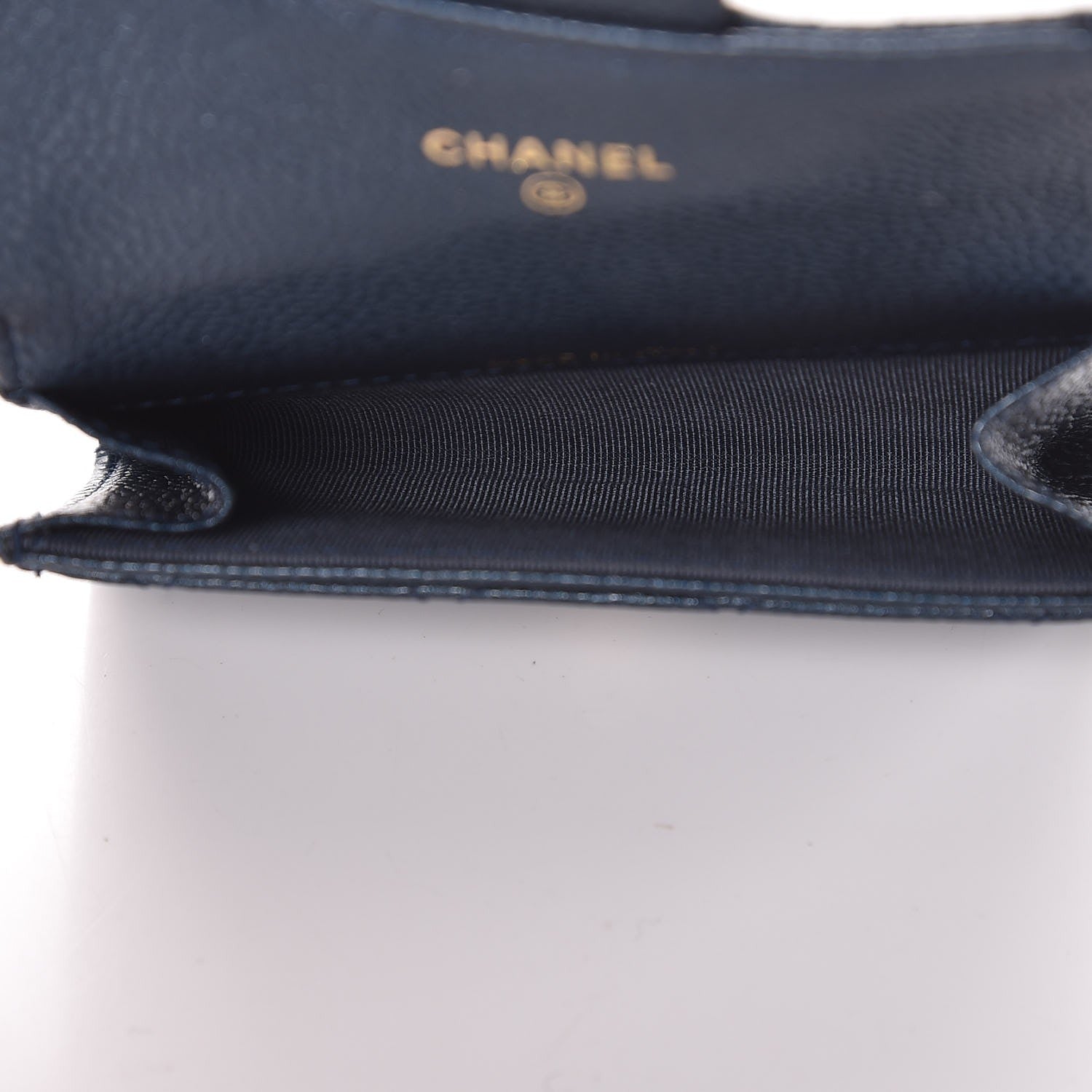 Chanel Metallic Caviar Quilted Flap Card Holder Dark Blue 5 of 9