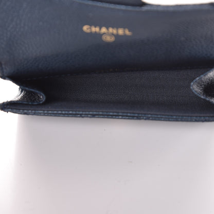 Chanel Metallic Caviar Quilted Flap Card Holder Dark Blue 5 of 9