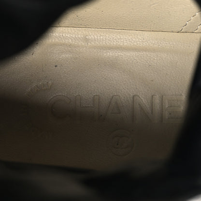 Chanel Sheepskin Quilted CC Tall Lace Up Combat Boots 38.5 Black 9 of 9
