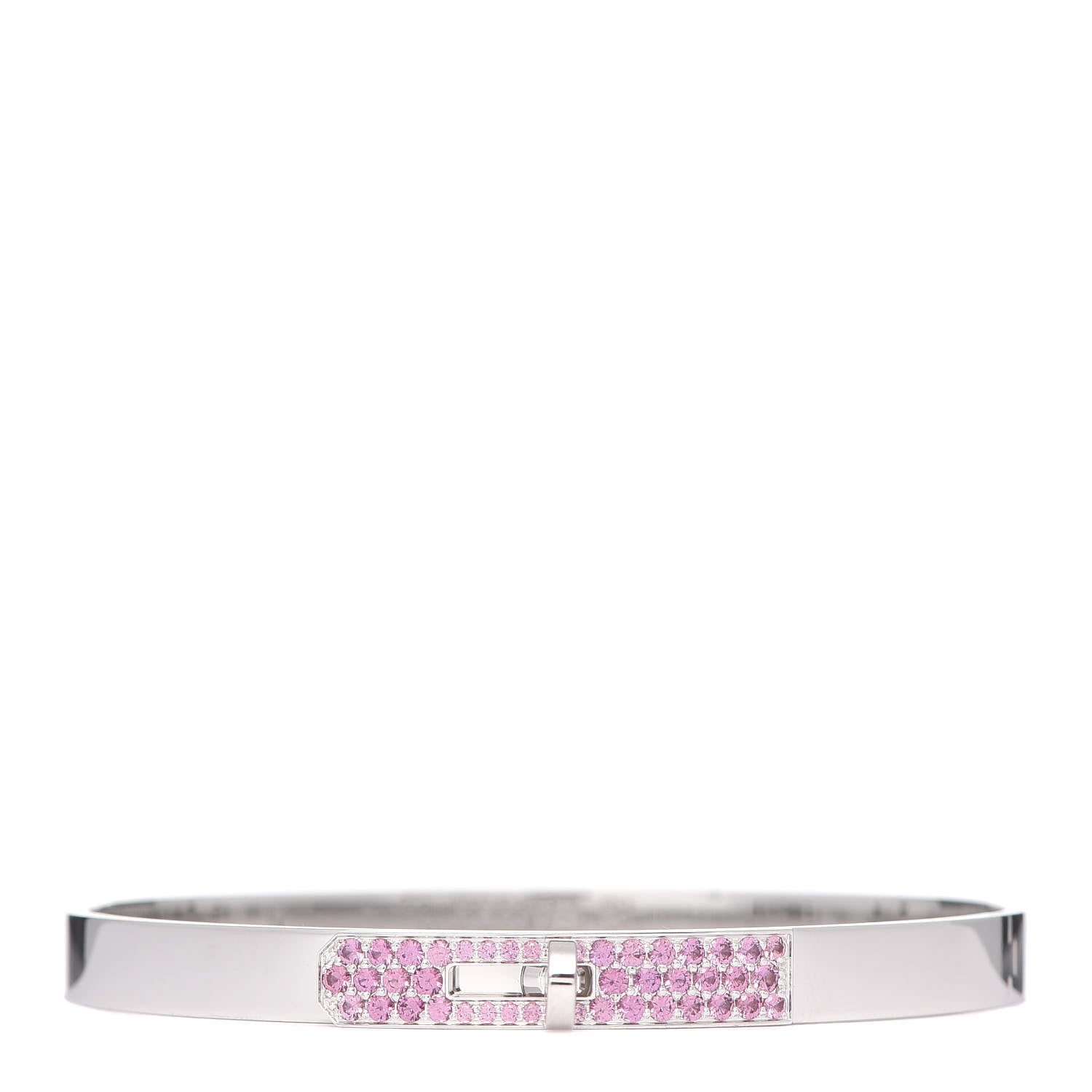 Hermes 18K White Gold Pink Rhodolite PM Kelly Bracelet SH 1 of 4