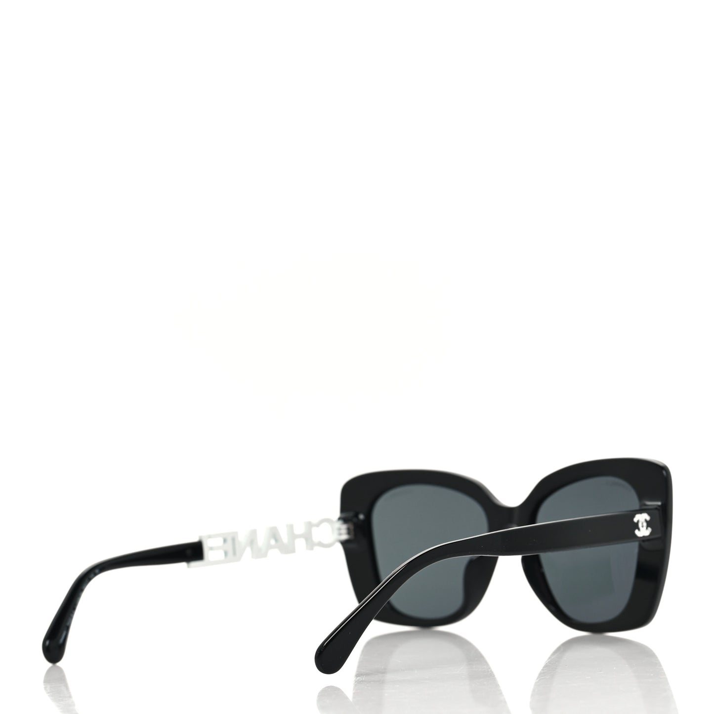 Acetate Strass Polarized Square Sunglasses 5422-B-A Black White