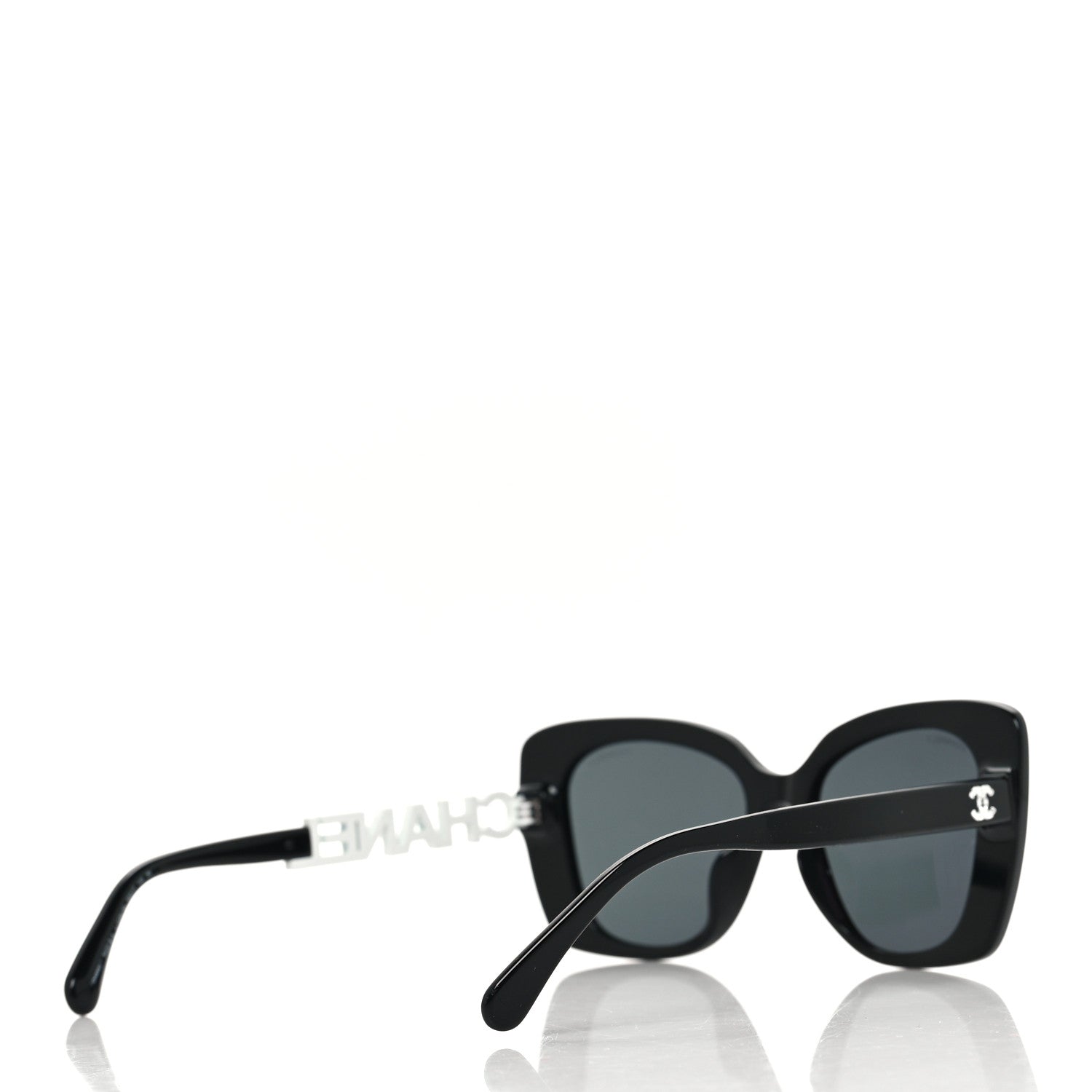 Chanel Acetate Strass Polarized Square Sunglasses 5422-B-A Black White 4 of 7