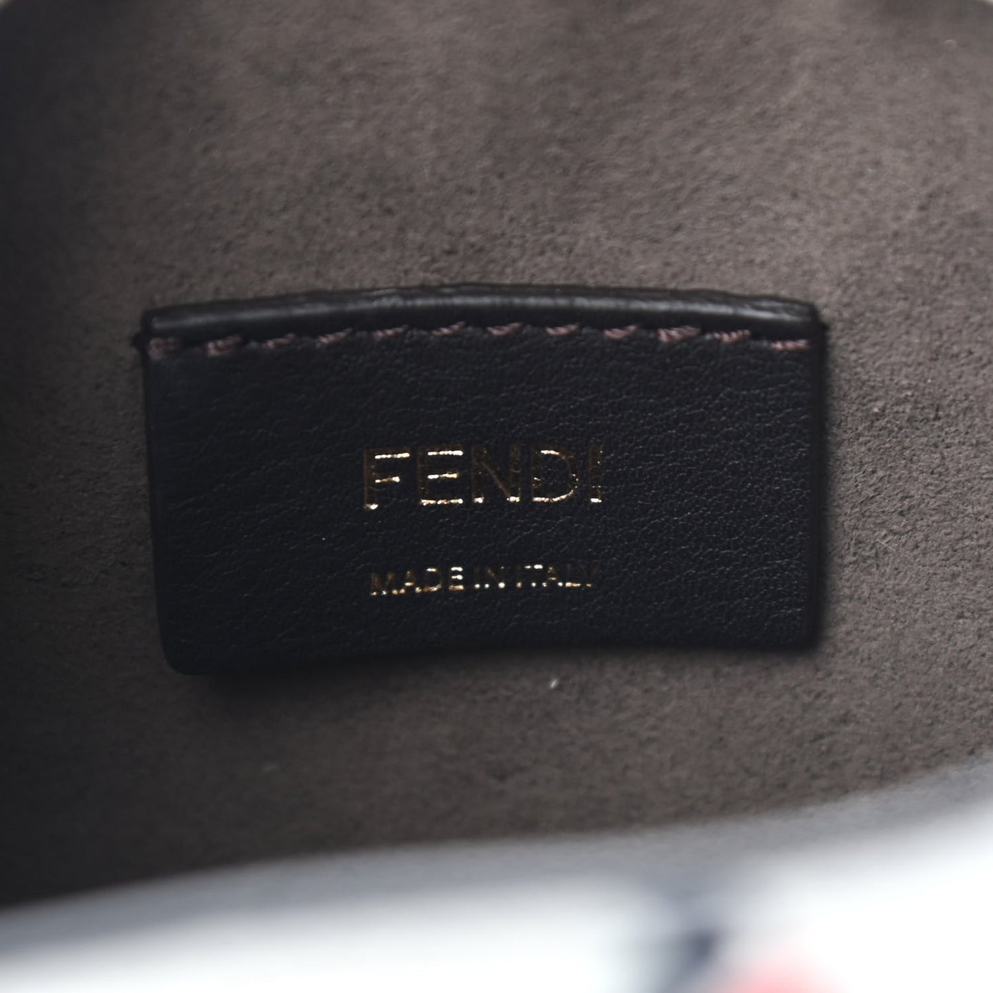 X FILA Calfskin F is Fendi Mania Fringe Mini Mon Tresor Bucket Bag White