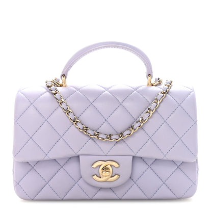Chanel Lambskin Quilted Mini Top Handle Rectangular Flap Light Purple 1 of 10