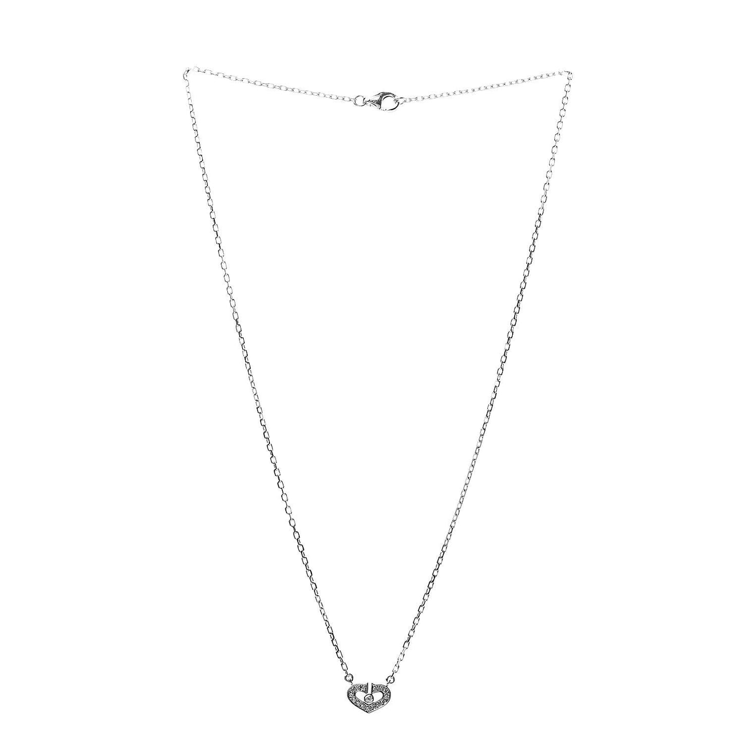 18K White Gold Diamond Hearts and Symbols Necklace