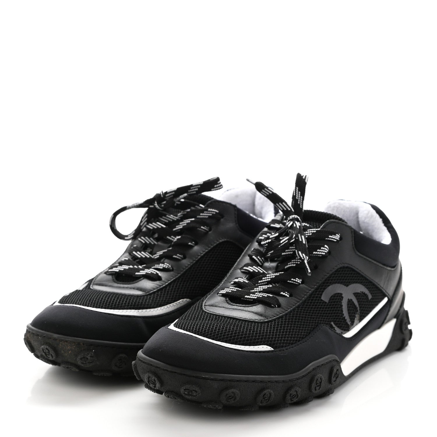 Chanel Calfskin Mesh Lycra Sneakers 39 Black 3 of 11