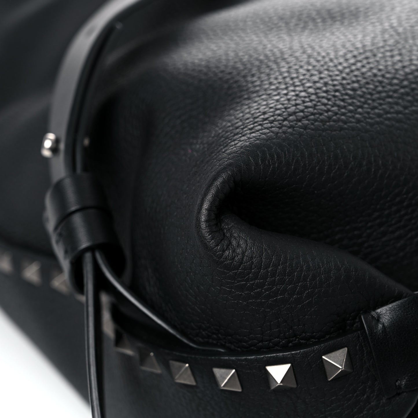 Grained Calfskin Rockstud Backpack Black