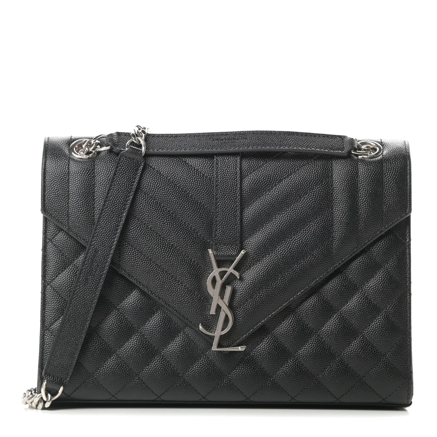 Grain De Poudre Textured Mixed Matelasse Triquilt Medium Monogram Satchel Black