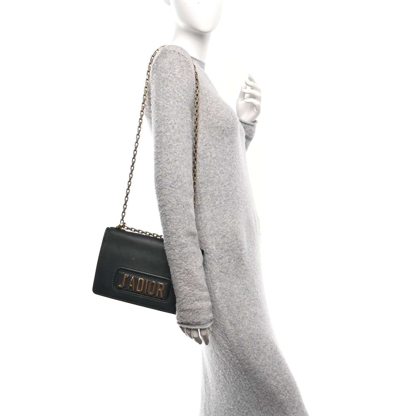 Calfskin J'Adior Chain Flap Bag Black
