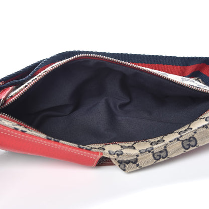 Gucci GG Monogram Web Double Pocket Belt Bag Navy Red 5 of 8