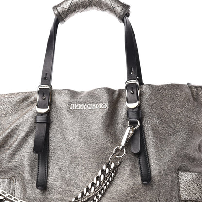 Jimmy Choo Metallic Lambskin Chain Embellished Blare Tote Silver 9 of 9