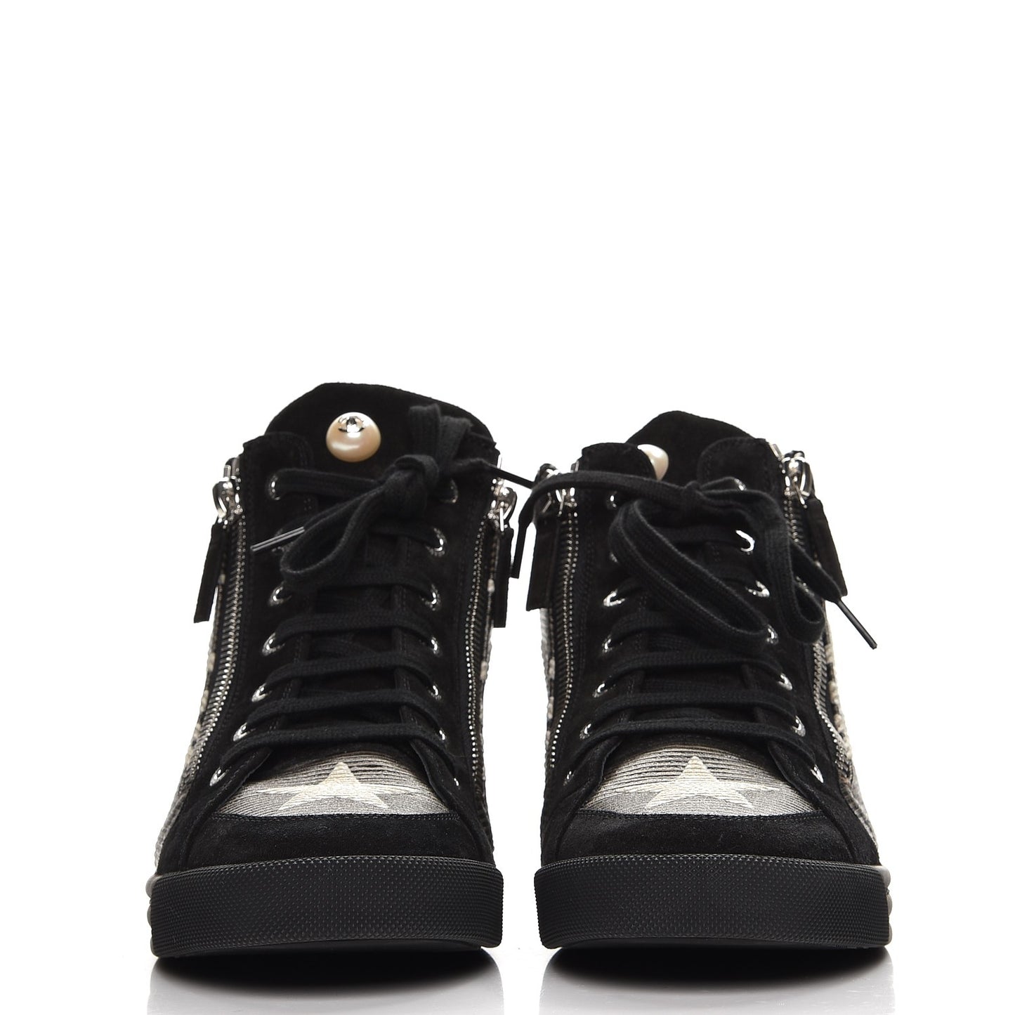 Canvas Suede CC Star Zipped High Top CC Sneakers 38 Black