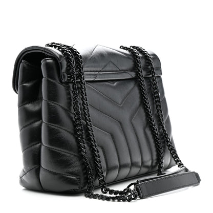 Saint Laurent Calfskin Y Quilted Monogram Monochrome Small Loulou Chain Satchel Black 3 of 15