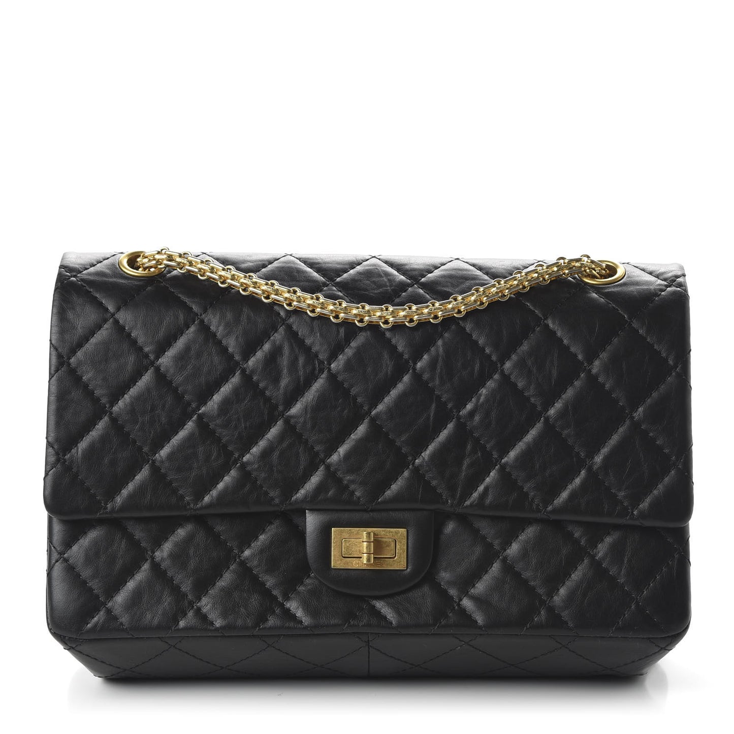 Aged Calfskin Quilted 2.55 Reissue 226 Flap Black