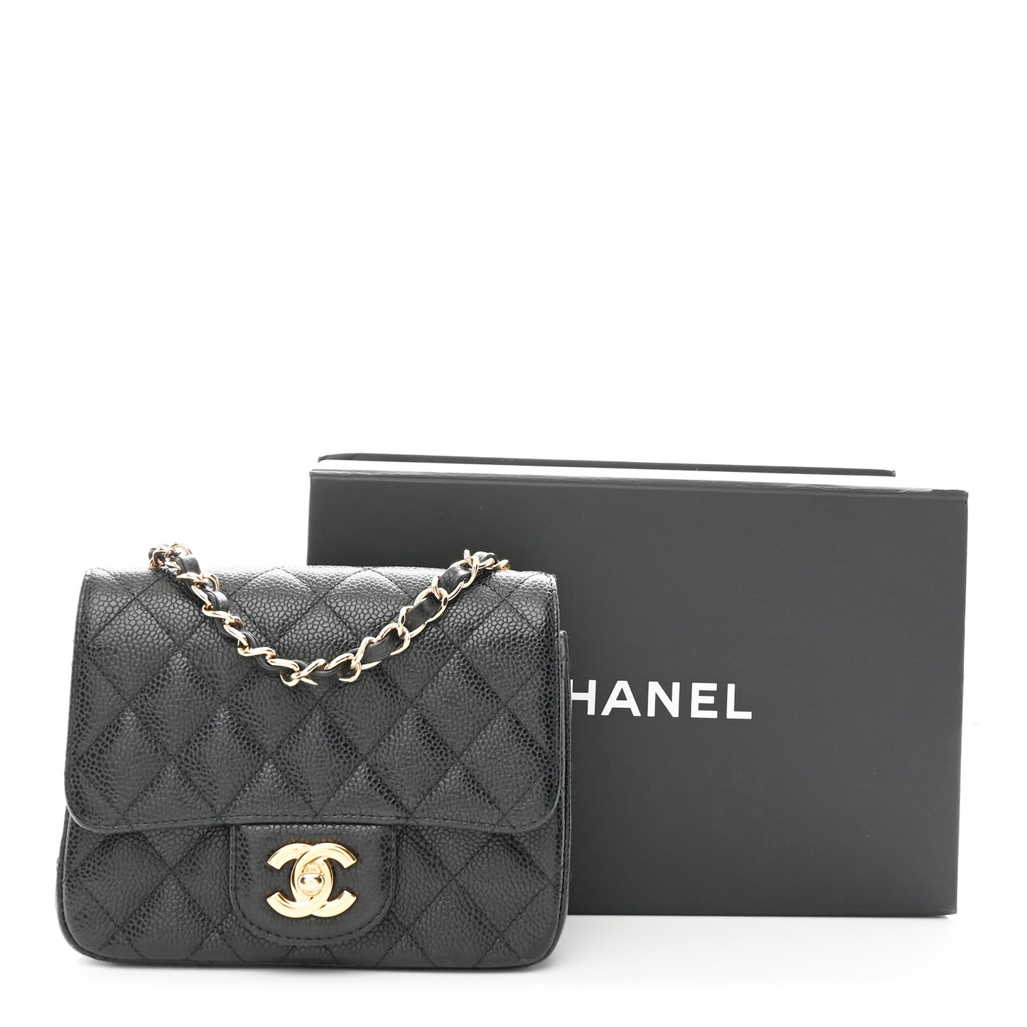 Caviar Quilted Mini Square Flap Black