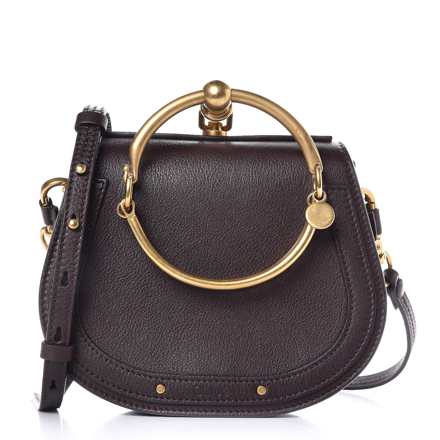Chloe Calfskin Suede Small Nile Bracelet Bag Carbon Brown 1 of 8