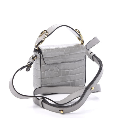 Chloe Crocodile Embossed Calfskin Mini C Double Carry Stormy Grey 2 of 8