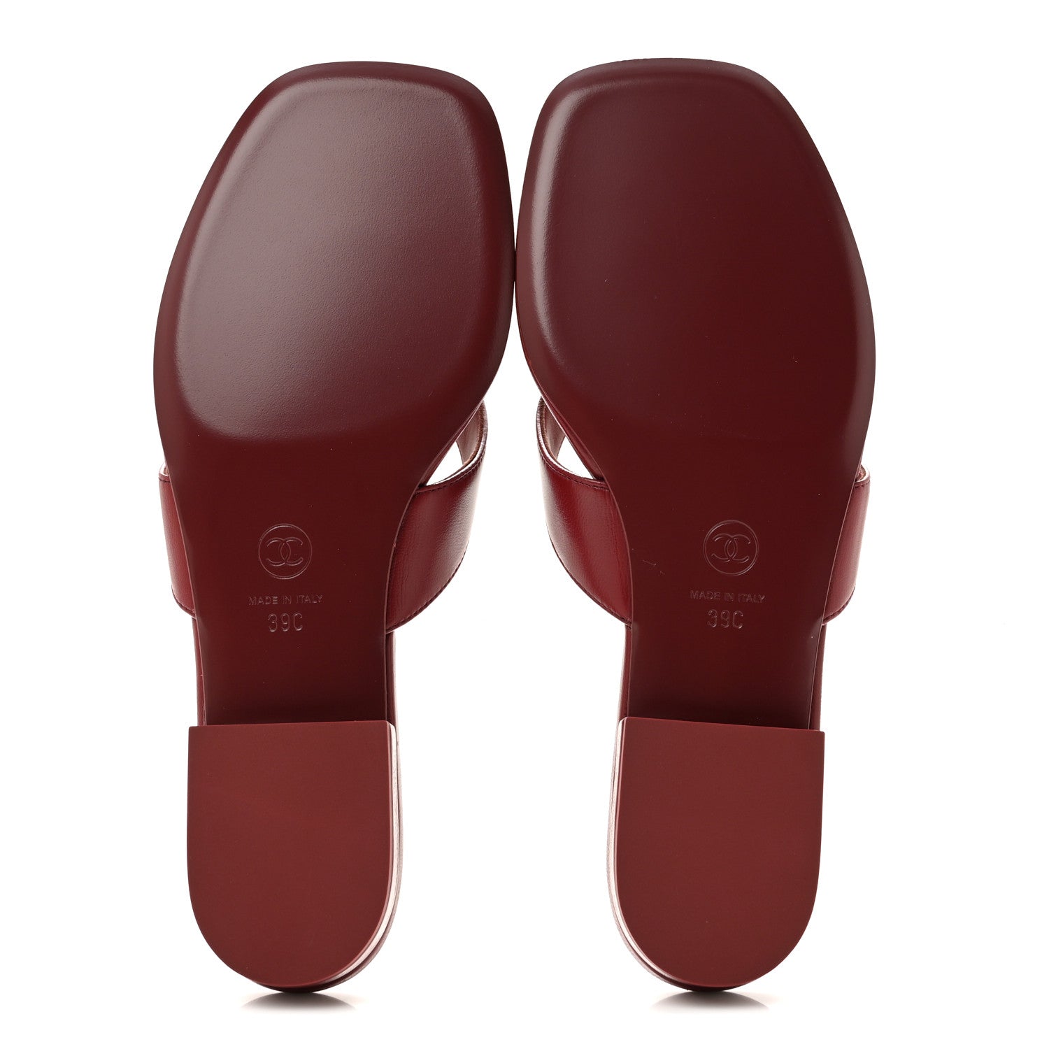 Chanel Lambskin CC Thong Sandals 39 Burgundy 6 of 10