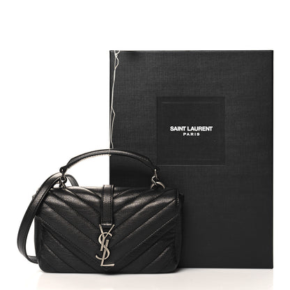 Saint Laurent Sheepskin Matelasse Chevron Monogram College Chain Wallet Coal 10 of 10