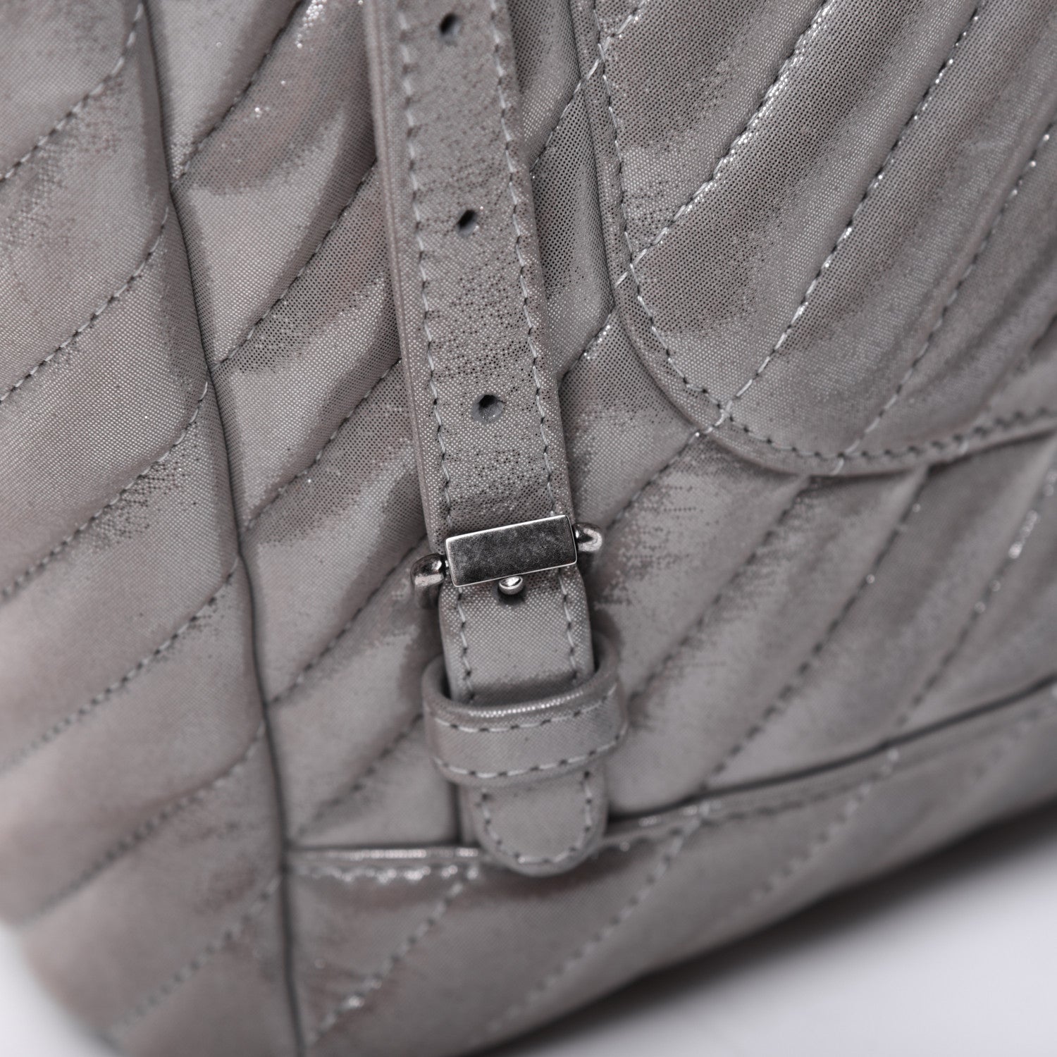 Chanel Metallic Calfskin Chevron Quilted Small Urban Spirit Backpack Silver 25 of 31