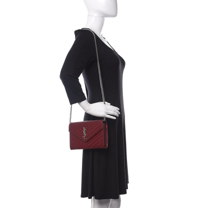 Saint Laurent Grain De Poudre Matelasse Chevron Monogram Chain Wallet Palissandre 2 of 12