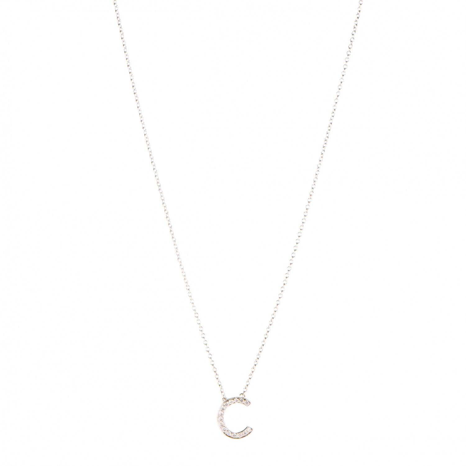 Tiffany Platinum Diamond Letters C Pendant Necklace 1 of 5