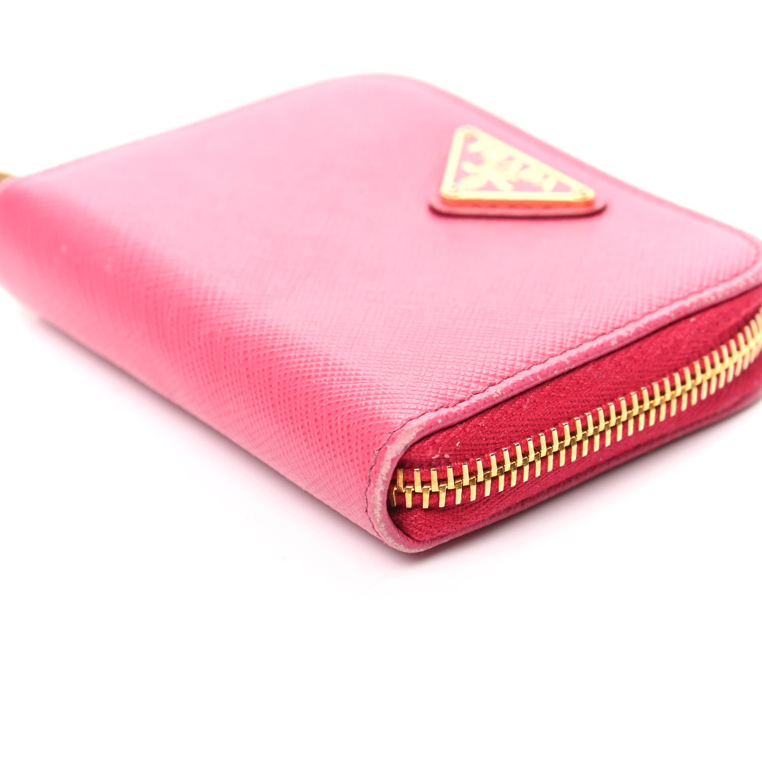 Prada Saffiano Metal Zip Coin Purse Peonia 8 of 10