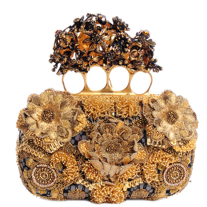 Alexander McQueen Rosa Seta Knuckle Box Clutch Gold 1 of 11