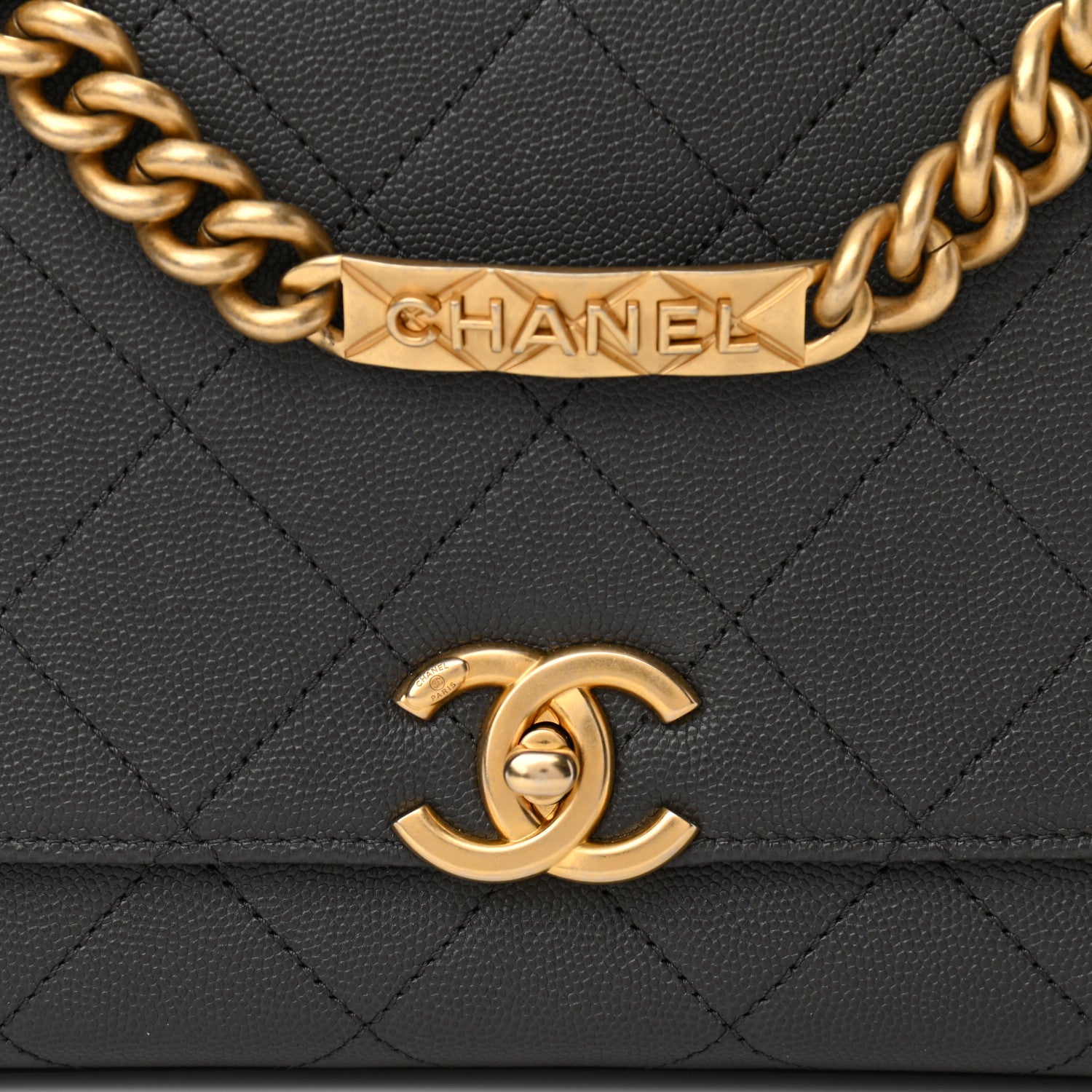Chanel Caviar Quilted Bracelet On Chain Flap Dark Grey 8 of 10
