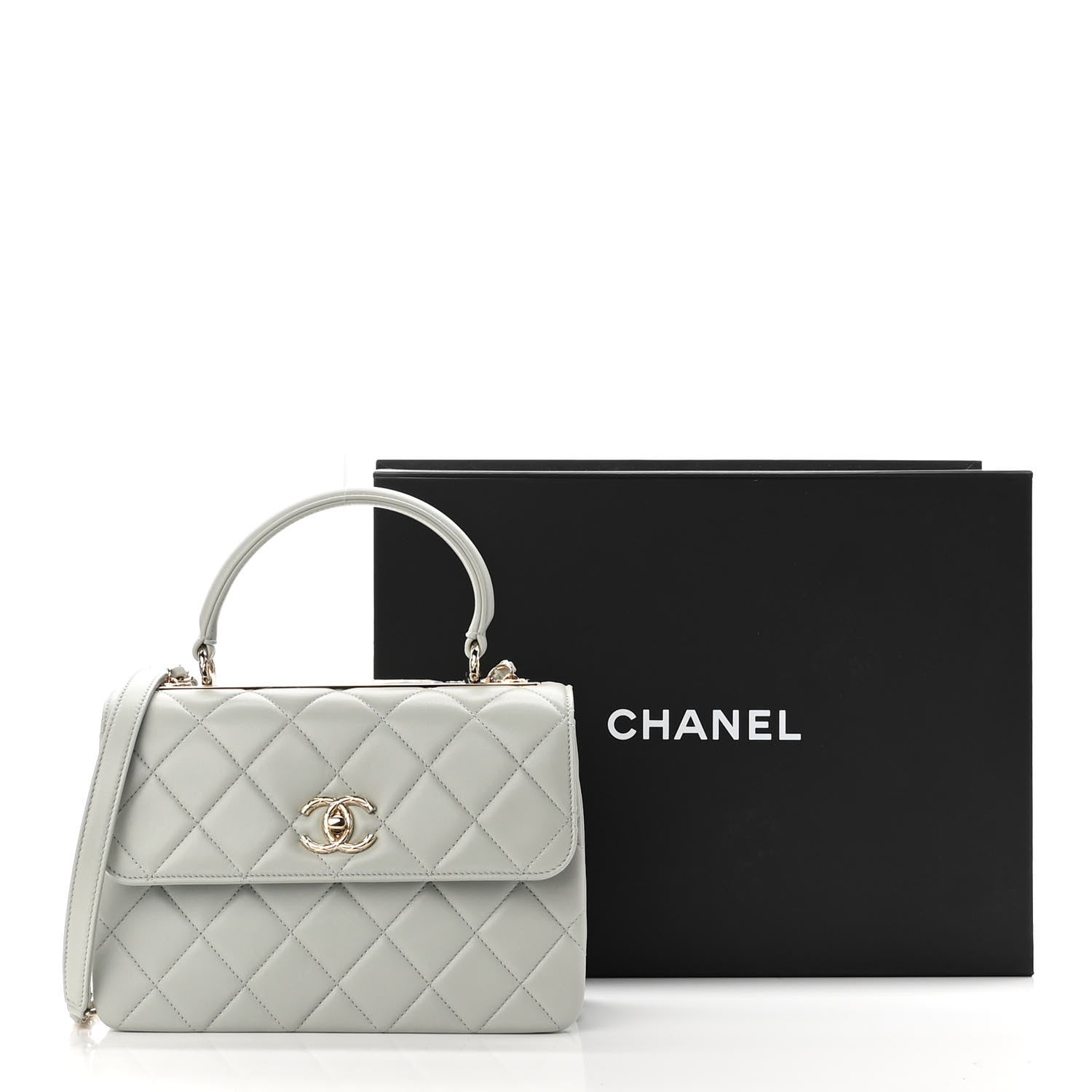 Chanel Lambskin Quilted Small Trendy CC Flap Dual Handle Bag Light Grey 12 of 12