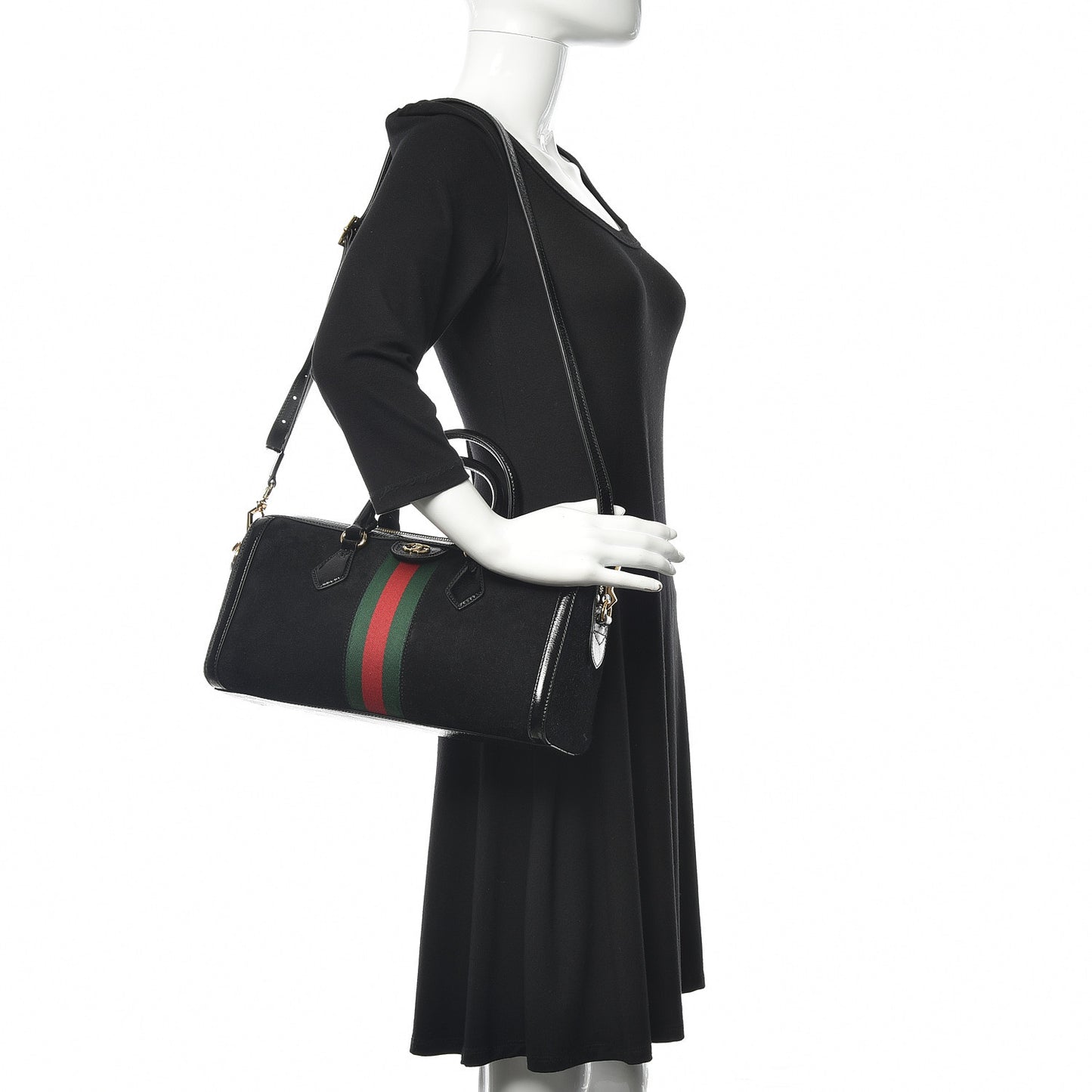 Suede Patent GG Web Medium Ophidia Boston Black