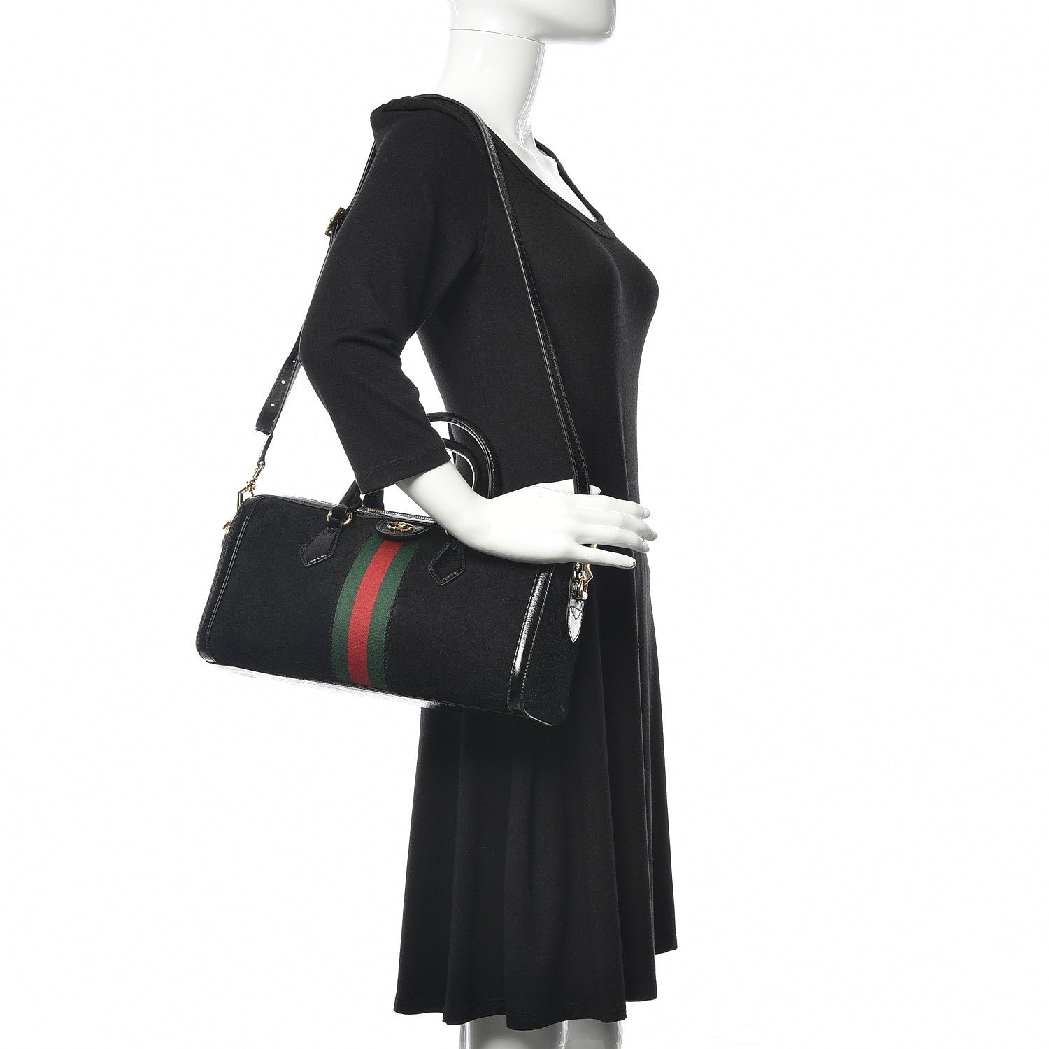 Gucci Suede Patent GG Web Medium Ophidia Boston Black 2 of 10