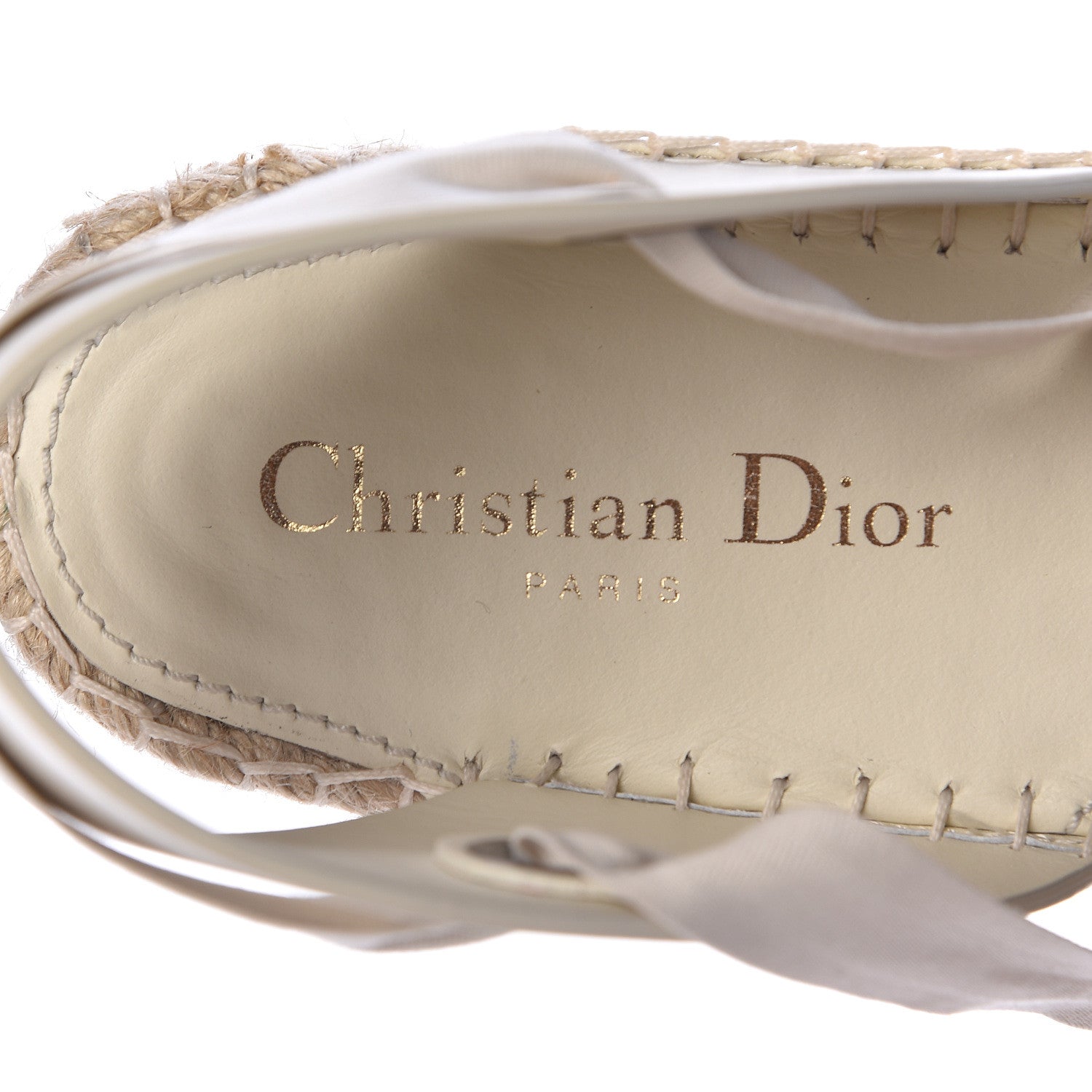 Christian Dior Calfskin Nicely-D Ankle Tie Espadrilles Flats 39 Off White 7 of 7