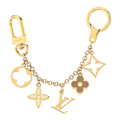 Louis Vuitton Brass Enamel Fleur De Monogram Bag Charm Chain Gold 1 of 4