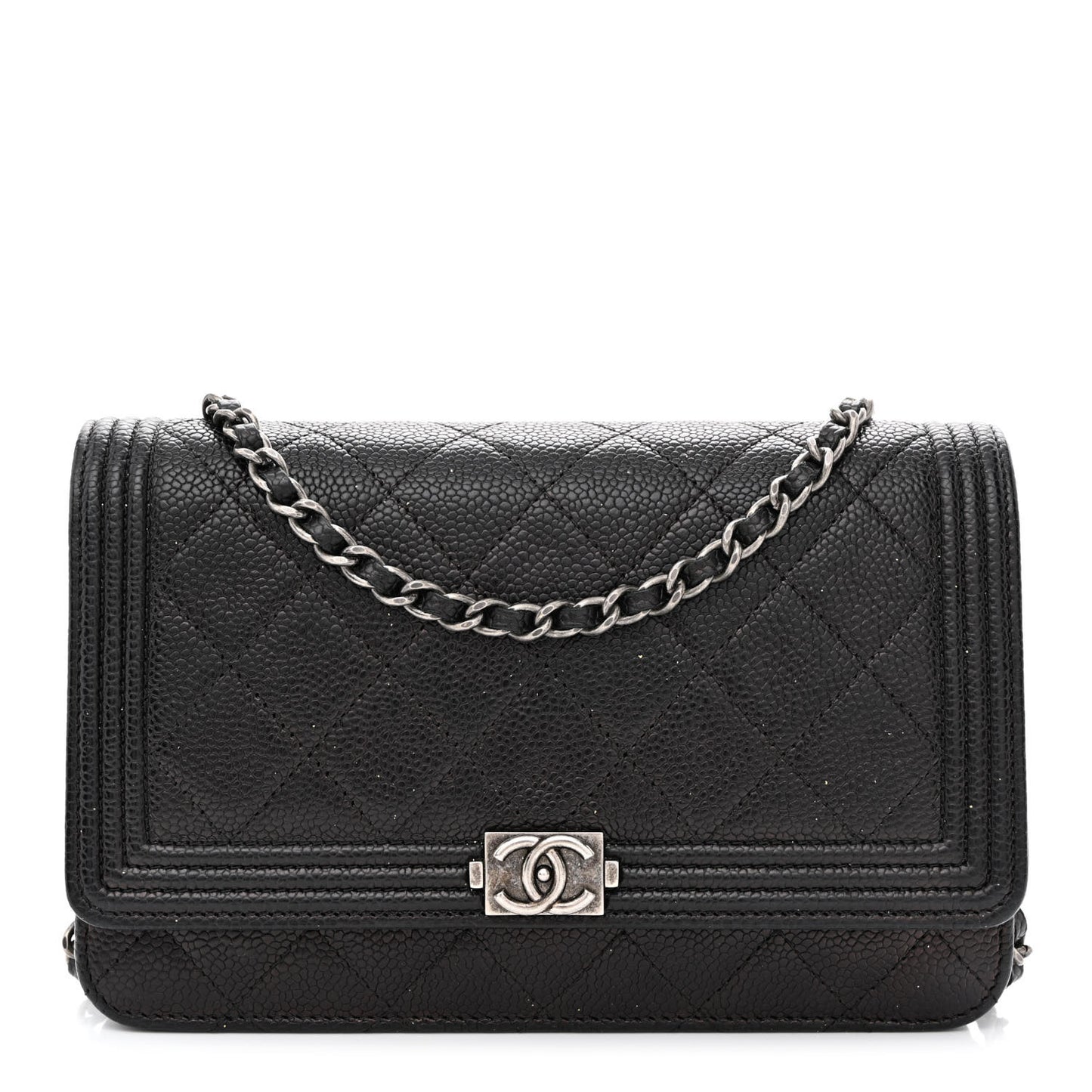 Caviar Quilted Boy Wallet On Chain WOC Black