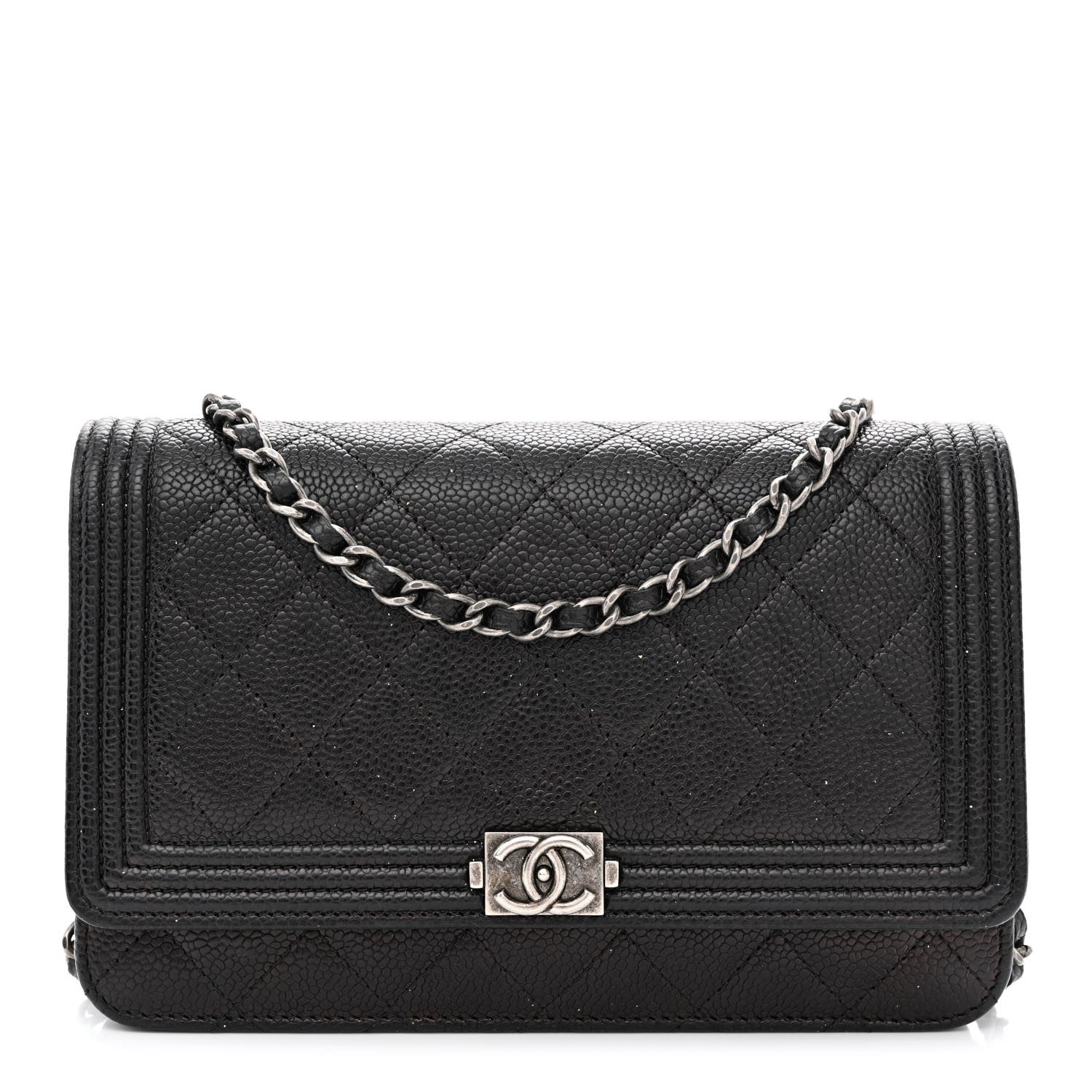 Chanel Caviar Quilted Boy Wallet On Chain WOC Black 1 of 11
