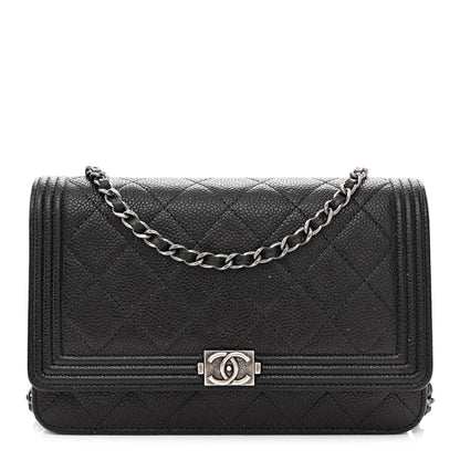 Chanel Caviar Quilted Boy Wallet On Chain WOC Black 1 of 11