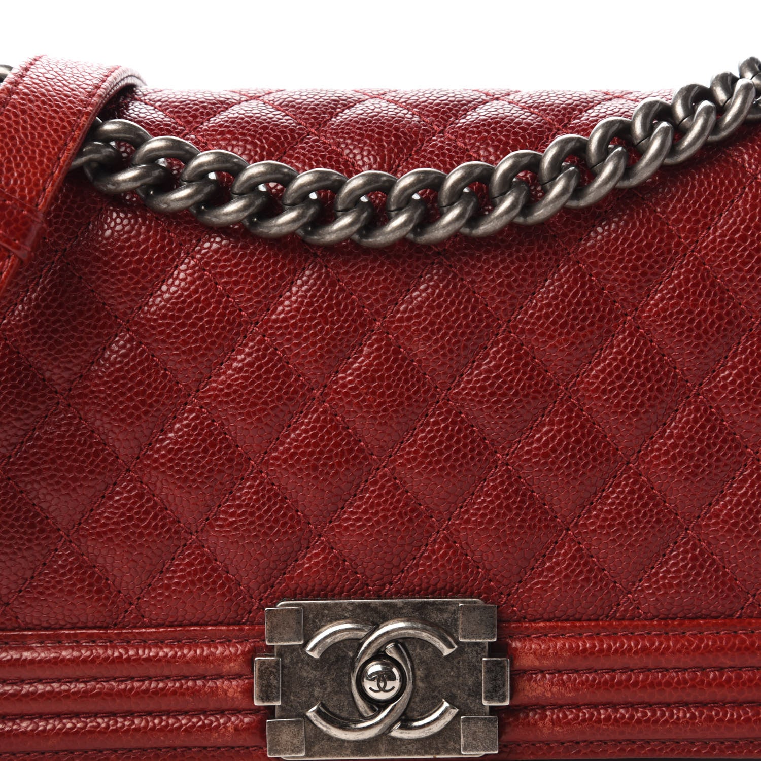 Chanel Caviar Quilted Medium Boy Flap Red 10 of 14