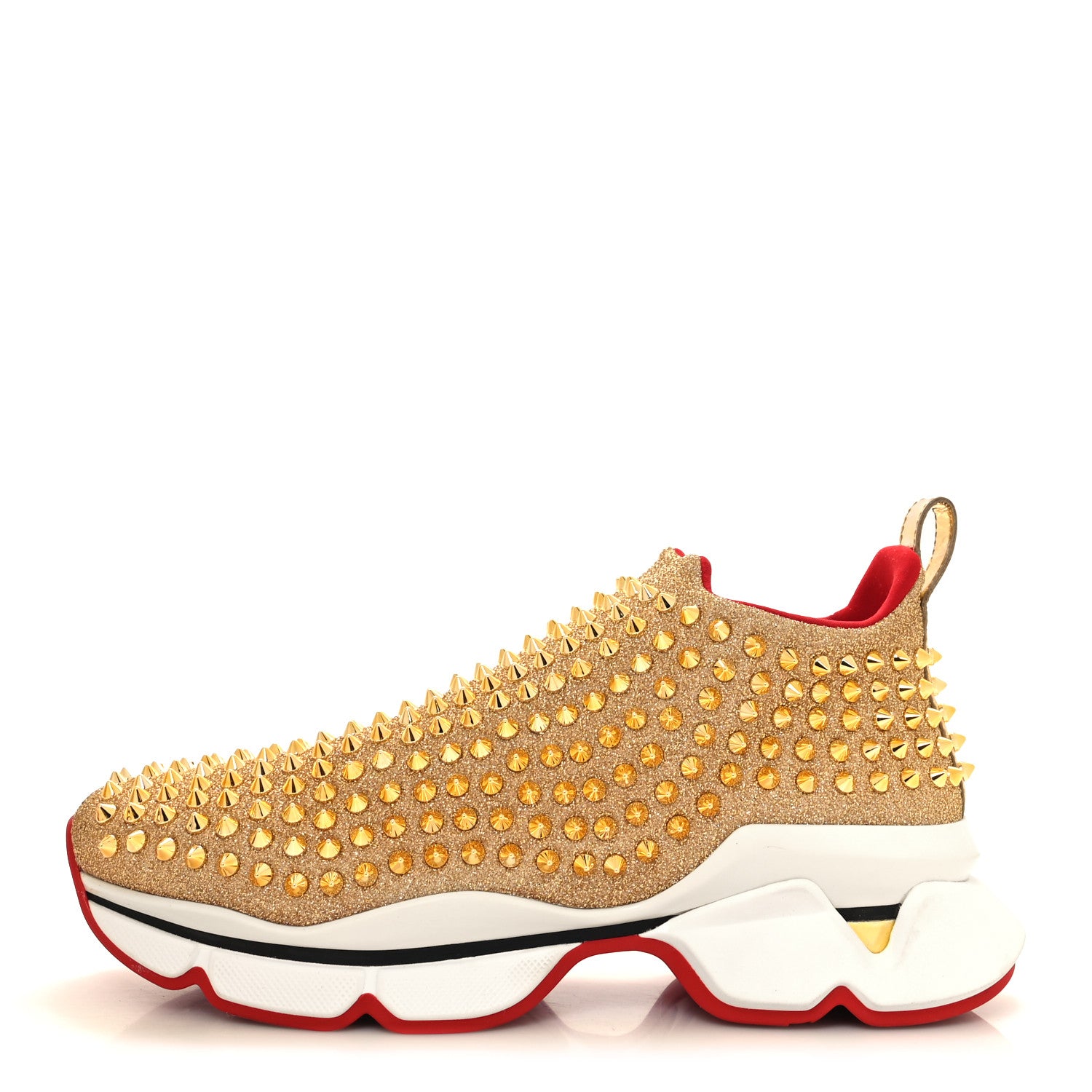 Christian Louboutin Neo Lame Spike Sock Donna Flat Sneakers 39.5 Gold 1 of 7