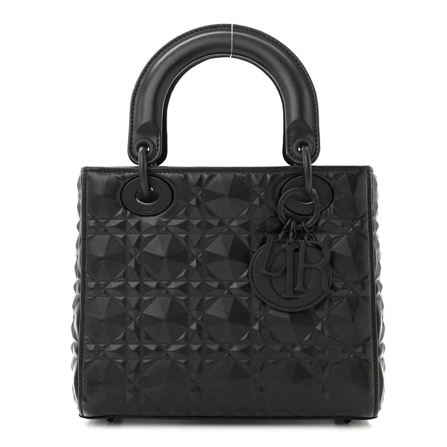 Calfskin Cannage Diamond Small Lady Dior Black