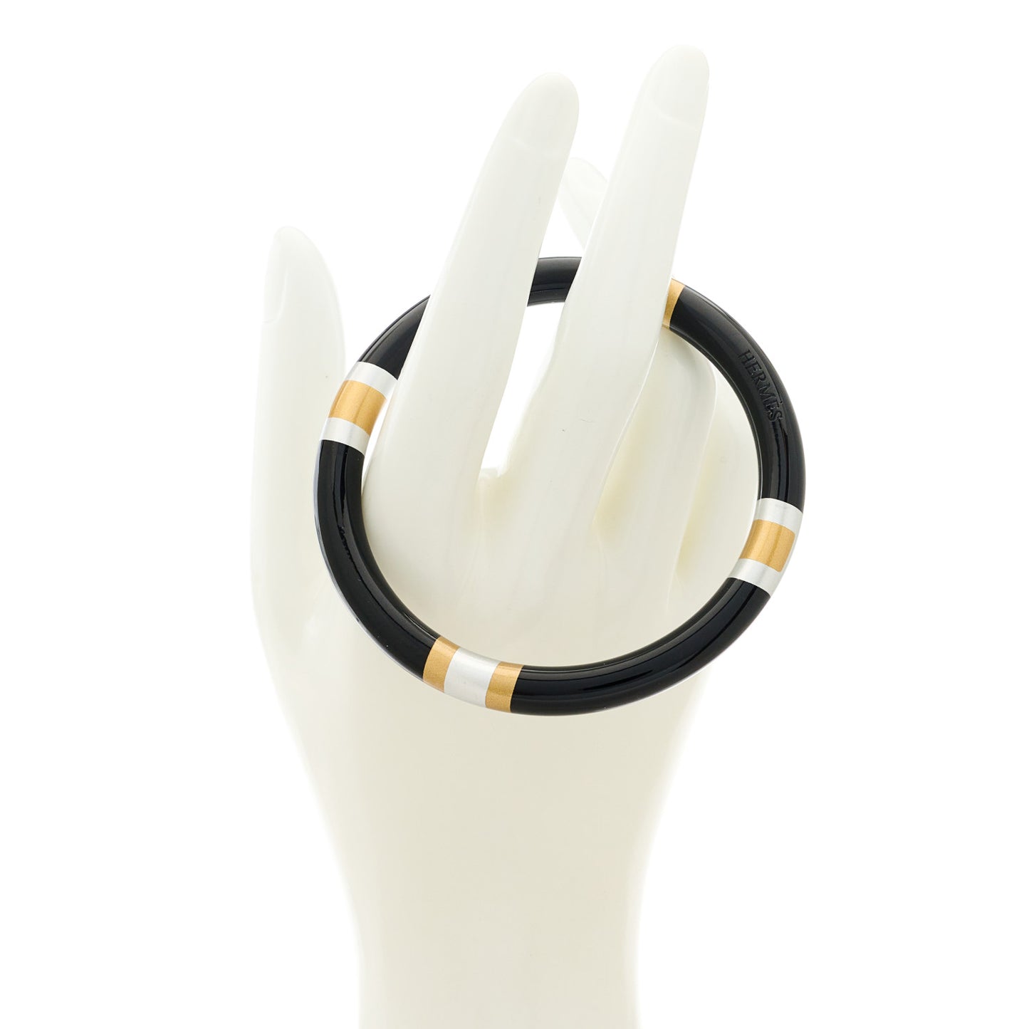 Lacquered Wood H Equipe PM Bangle Bracelet T1 Black