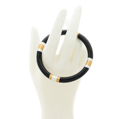 Hermes Lacquered Wood H Equipe PM Bangle Bracelet T1 Black 2 of 6