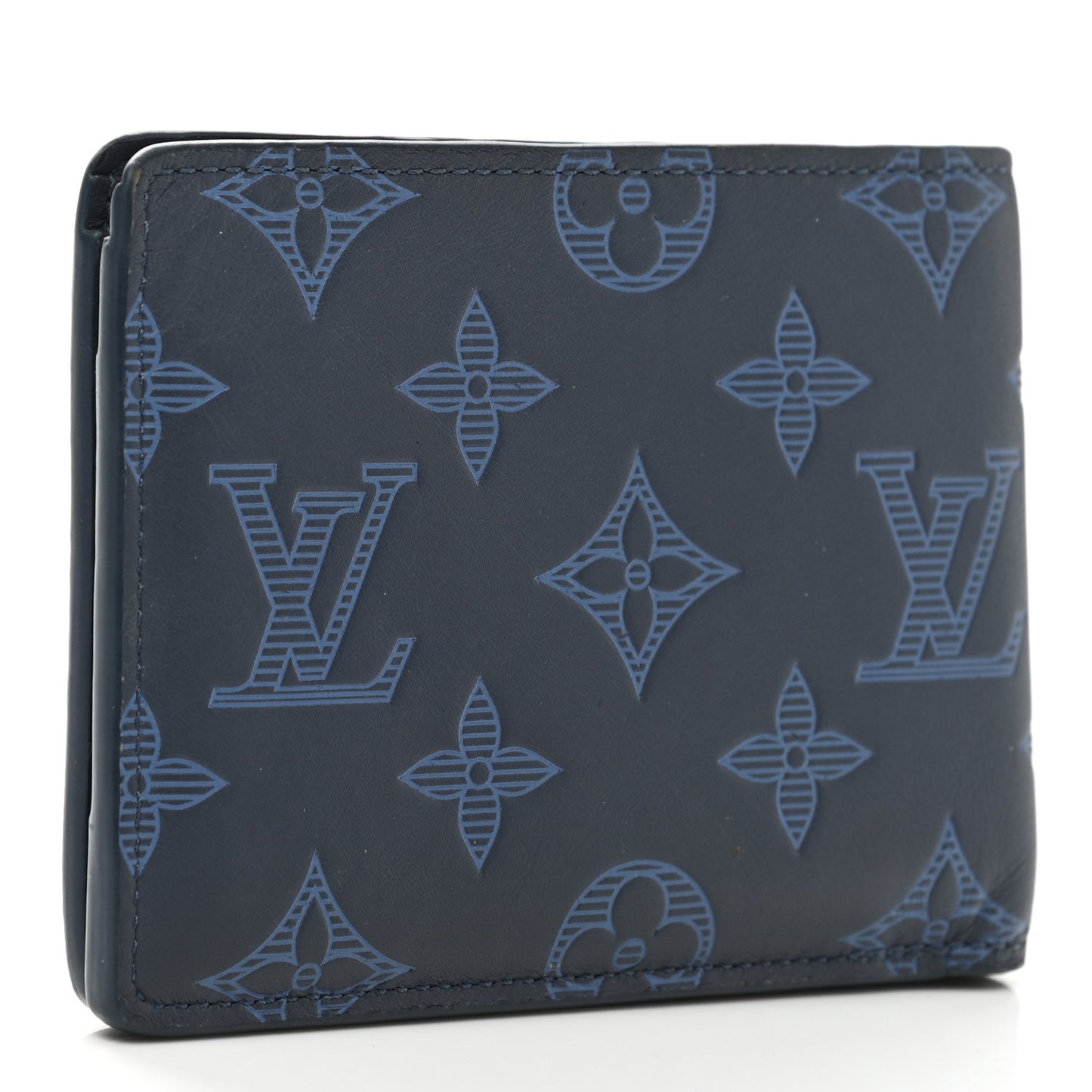 Calfskin Monogram Shadow Multiple Wallet Navy