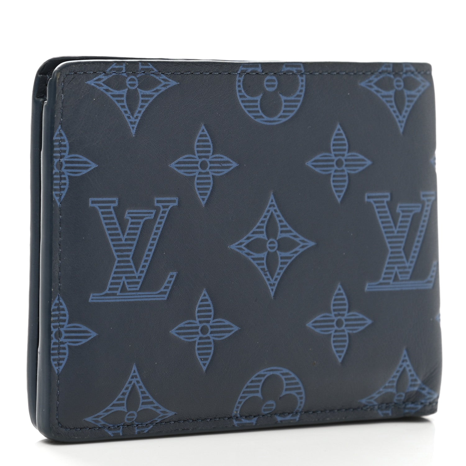 Louis Vuitton Calfskin Monogram Shadow Multiple Wallet Navy 3 of 6