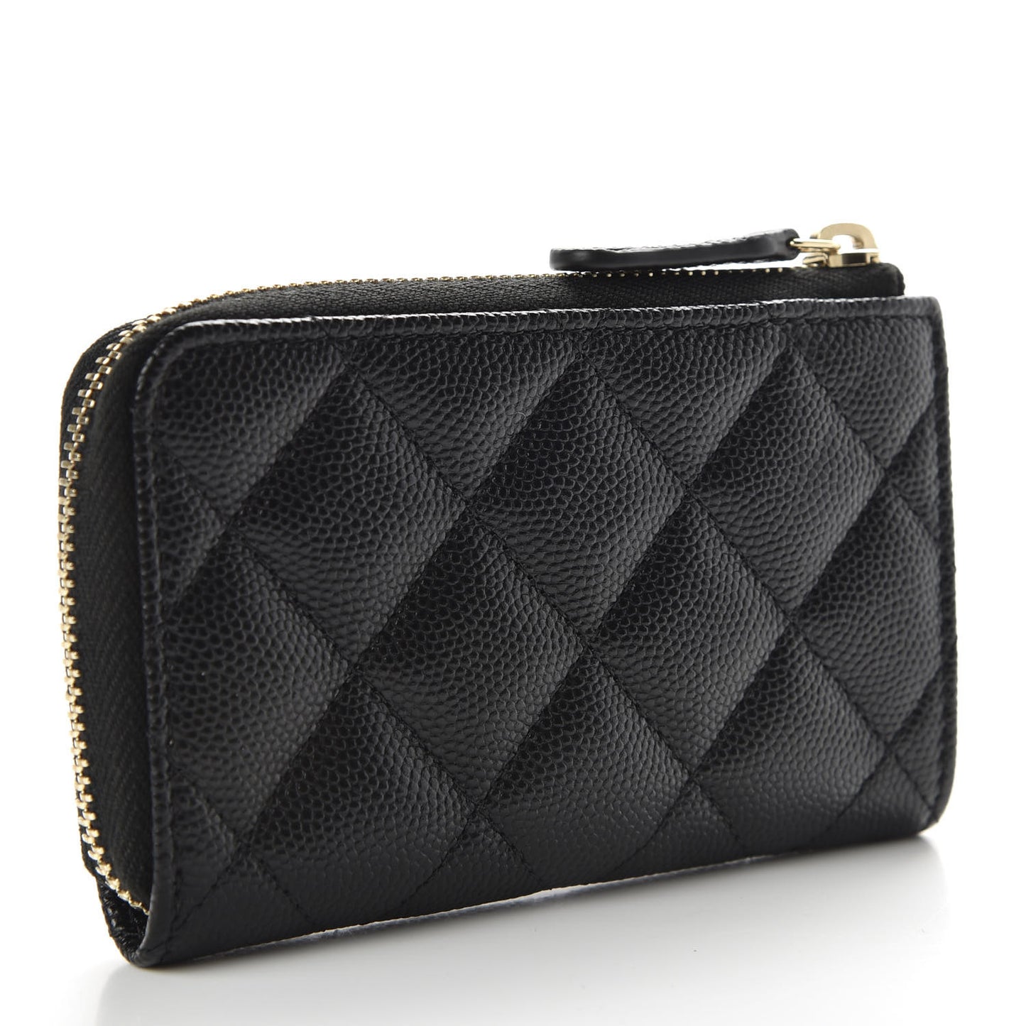 Caviar Quilted Zipped Key Holder Case Black