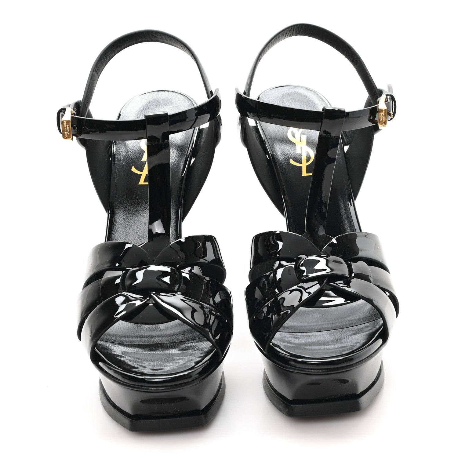 Saint Laurent Patent Tribute 105 Platform Sandals 36 Black 2 of 10