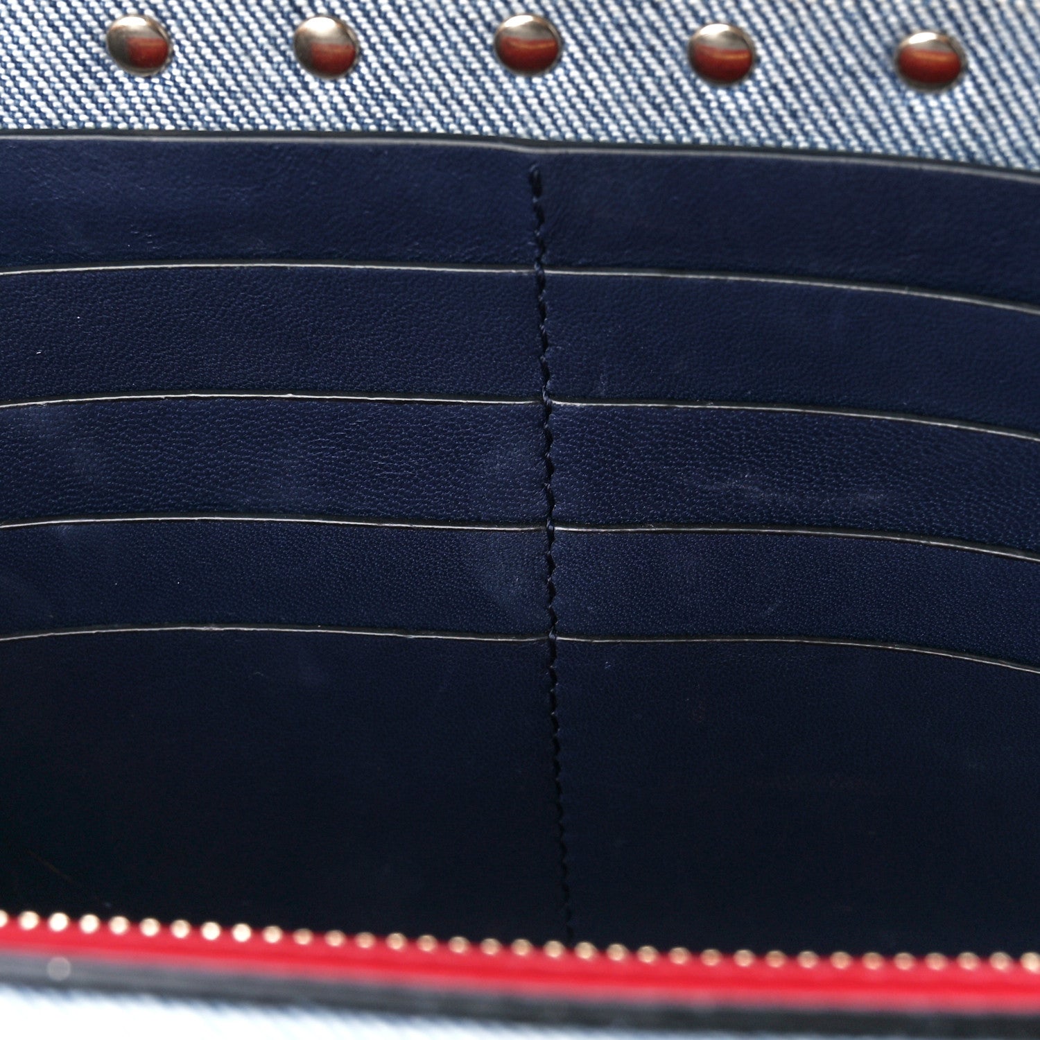 Valentino Garavani Denim Rockstud Spike Wallet on Chain Blue 11 of 11