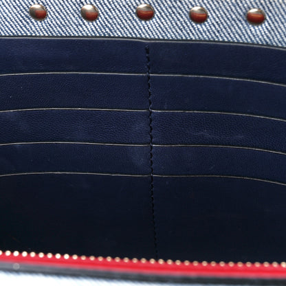 Valentino Garavani Denim Rockstud Spike Wallet on Chain Blue 11 of 11