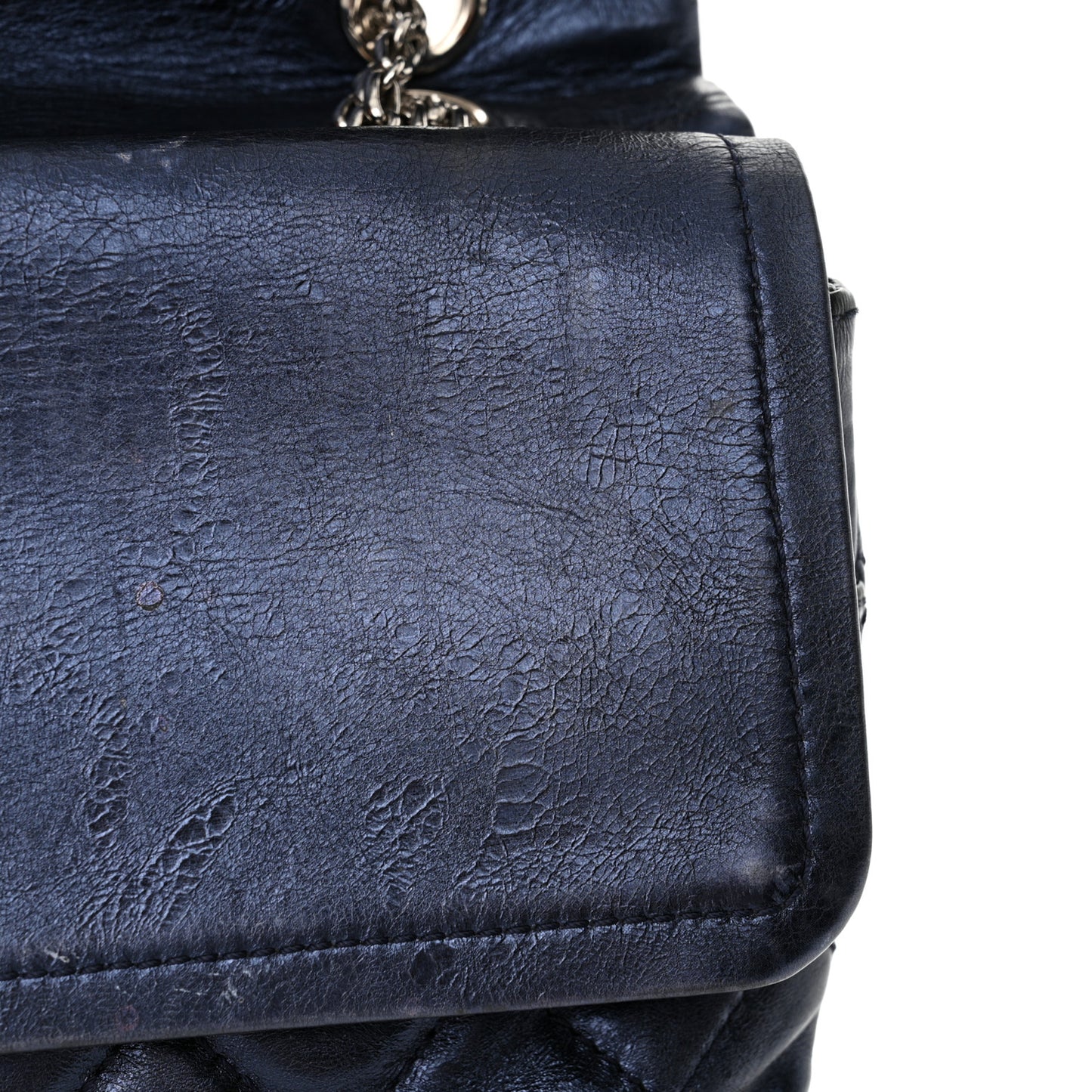 Metallic Aged Calfskin Quilted 2.55 Reissue 227 Flap Blue