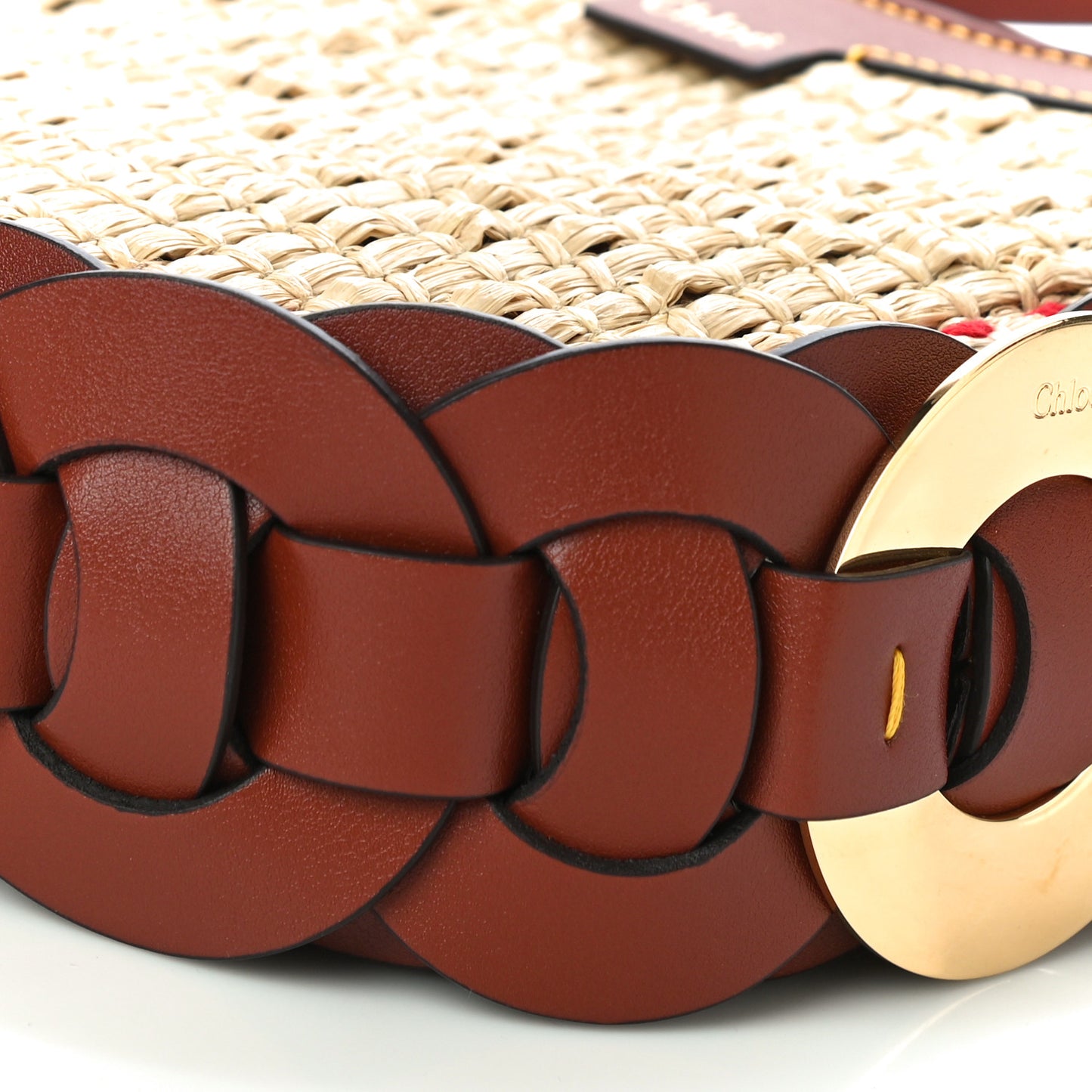 Calfskin Raffia Embroidered Small Darryl Crossbody Brown